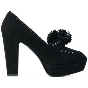 Sonia Rykiel Black Platform Pom Pom Pump Sz 38 7.5